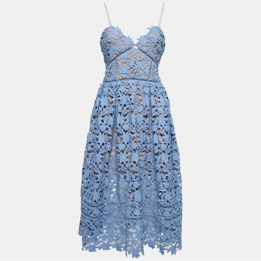 Self Portrait Azaelea guipure lace dress midi